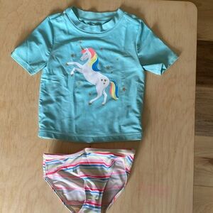 2T two-piece unicorn swimsuit